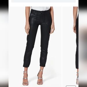 Paige Mayslie Jogger Women's Black Luxe Coated Pant Elastic Zip, 28x26